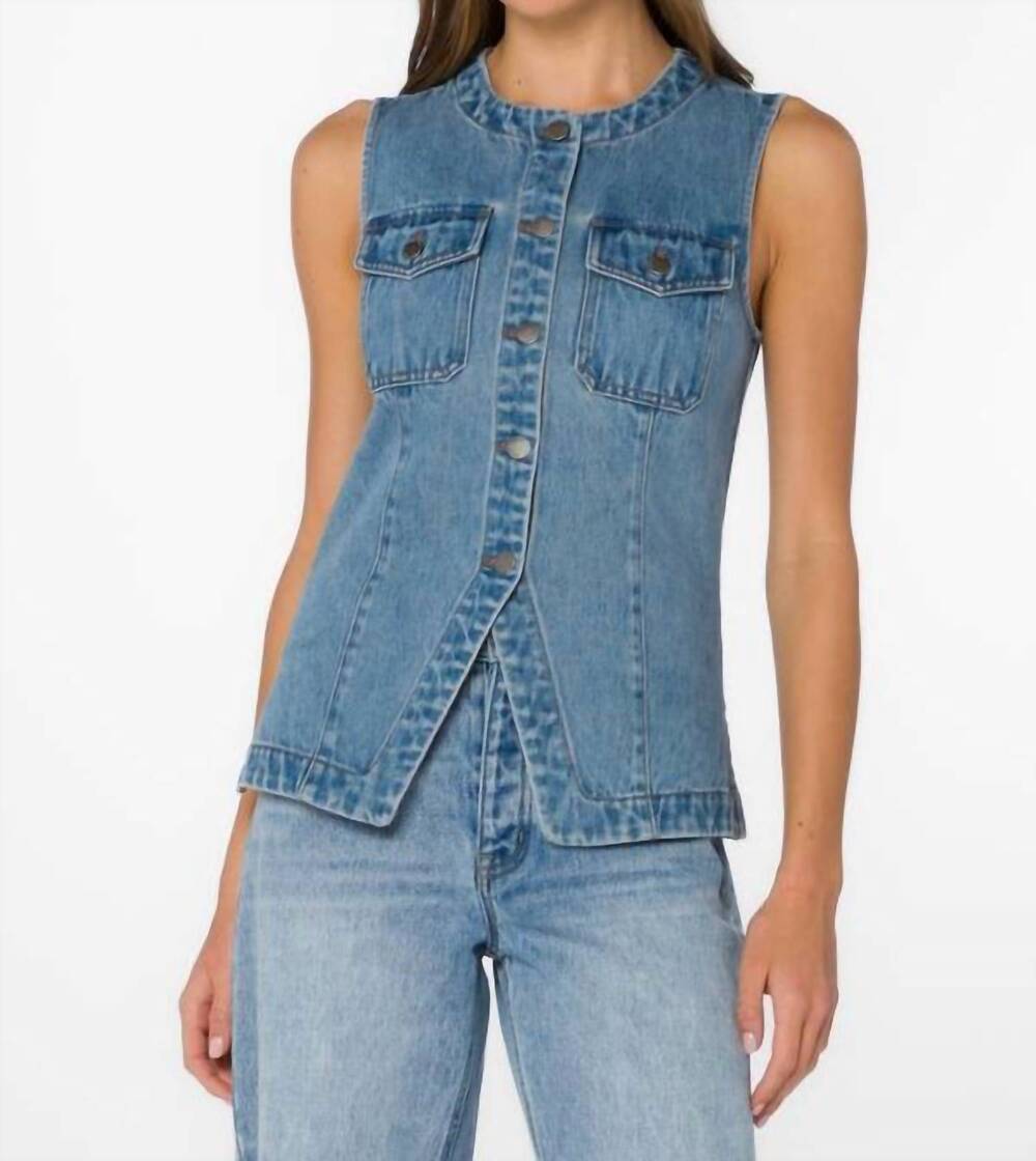 NEW VELVET HEART ideline sleeveless denim vest in blue